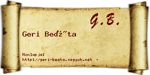 Geri Beáta névjegykártya